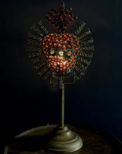 Load image into Gallery viewer, Antique Gold Burning Heart Tealight Holder